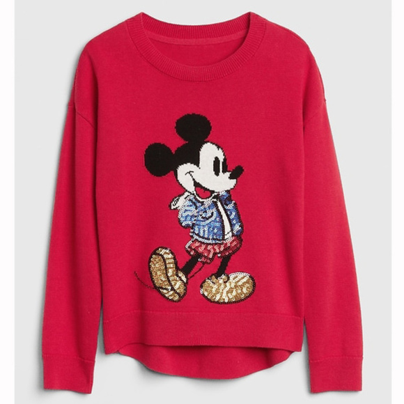 Gap Kids NWT Mickey Mouse Sequin Crew Pullover Sweater S XL - Picture 1 of 4